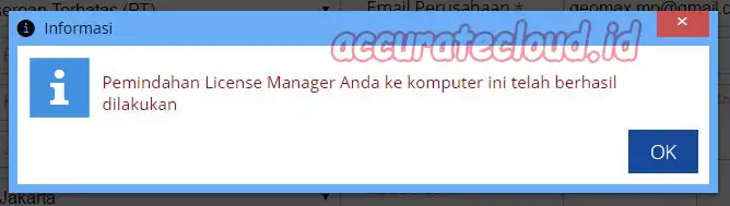 cara memindahkan accurate lisence manager step 7