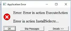 Error in action ExecuteAction