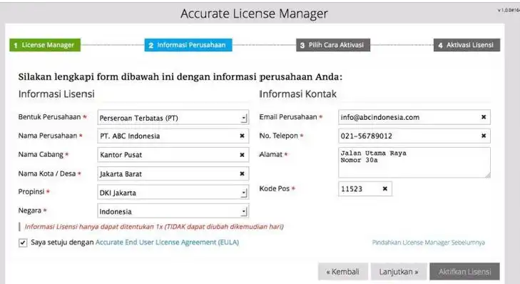 Registrasi ACCURATE Versi 5