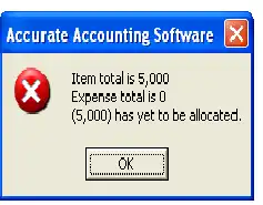 “Item total is xxxx Expense total is 0(xxx) has yet to be allocated”