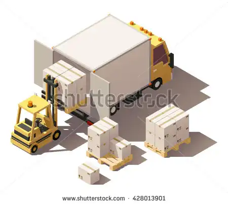 stock-vector-vector-isometric-infographic-element-or-icon-representing-box-truck-and-forklift-loading-pallets-428013901
